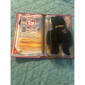Ty McDonald's Teenie Beanie Babies 2000 The End Bear Black Gold Sealed Book